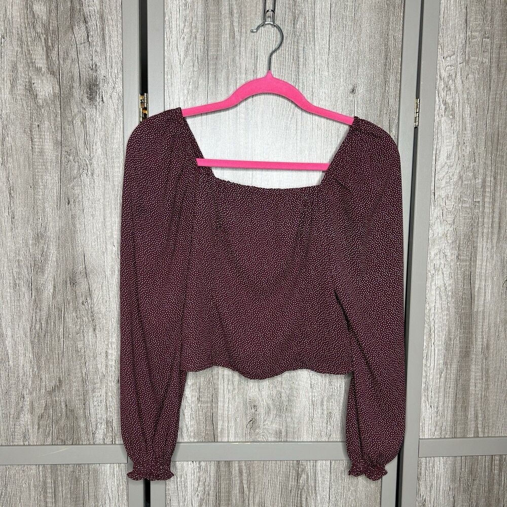 Abercrombie & Fitch Y2K Milkmaid Babydoll Top Coquette Burgundy